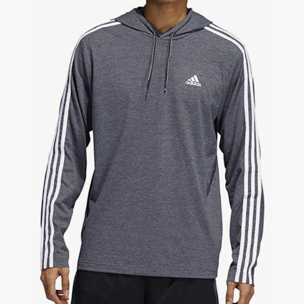 Adidas Mens Lightweight Pullover Hoodie T-Shirt - Gray XL